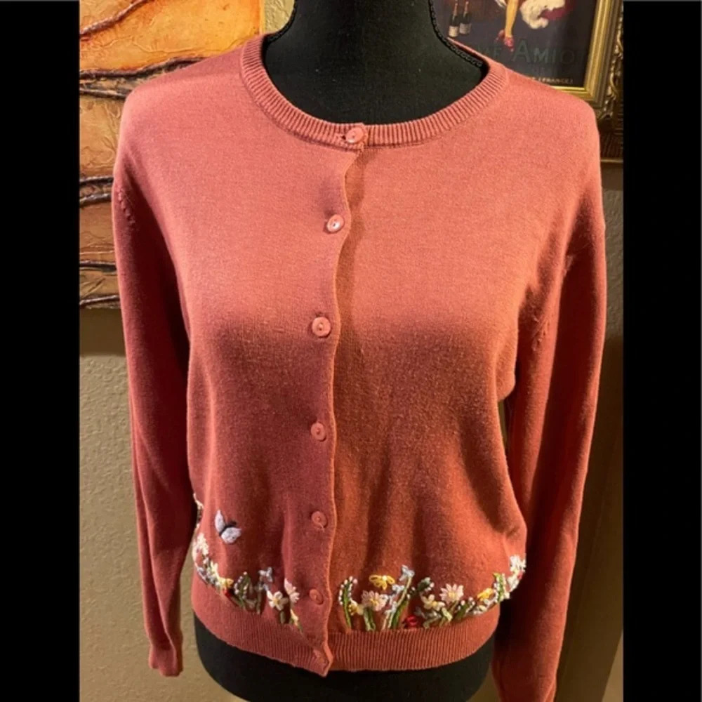 Vintage Casual Corner Autumn 🍂 Embroidered Cardigan - Picture 7 of 8